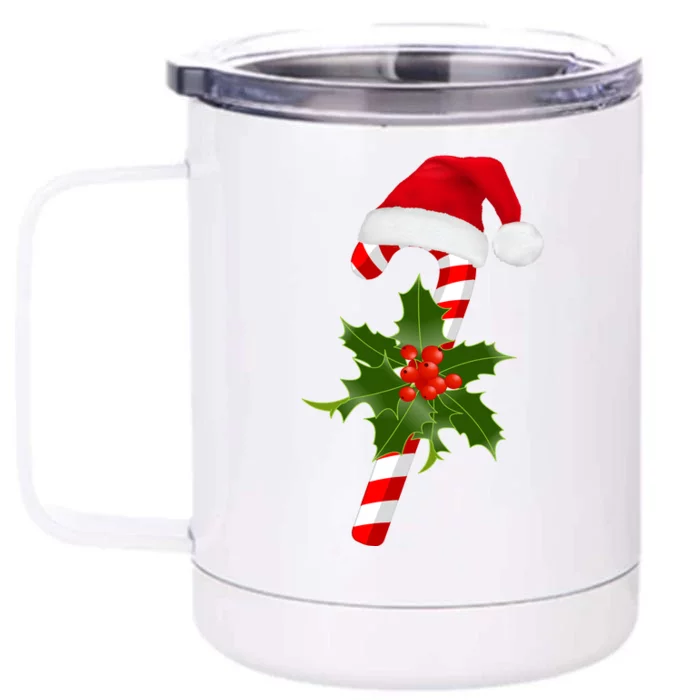 Christmas Jolly Candy Cane Front & Back 12oz Stainless Steel Tumbler Cup