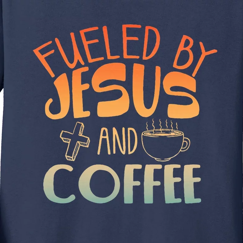 Cool Jesus Christian Jesus Coffee Lover Kids Long Sleeve Shirt