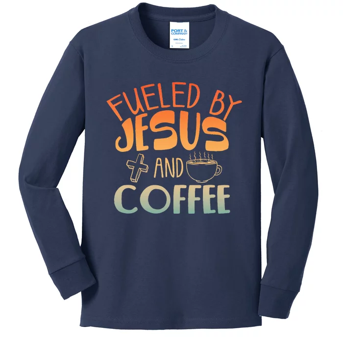 Cool Jesus Christian Jesus Coffee Lover Kids Long Sleeve Shirt