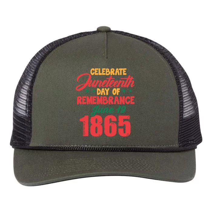 Celebrate Juneteenth Day Of Remembrance June 19 1865 Gift Retro Rope Trucker Hat Cap