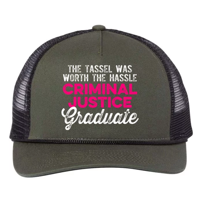 Criminal Justice Degree Graduate Tassel Graduation Great Gift Retro Rope Trucker Hat Cap