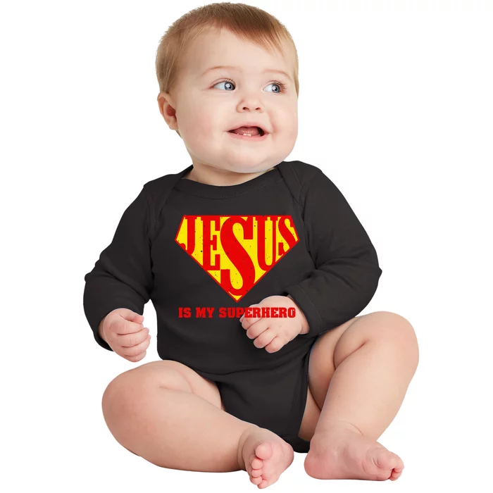 Cute Jesus Design For  Jesus Superhero Faith Baby Long Sleeve Bodysuit