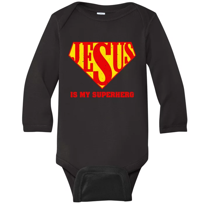 Cute Jesus Design For  Jesus Superhero Faith Baby Long Sleeve Bodysuit