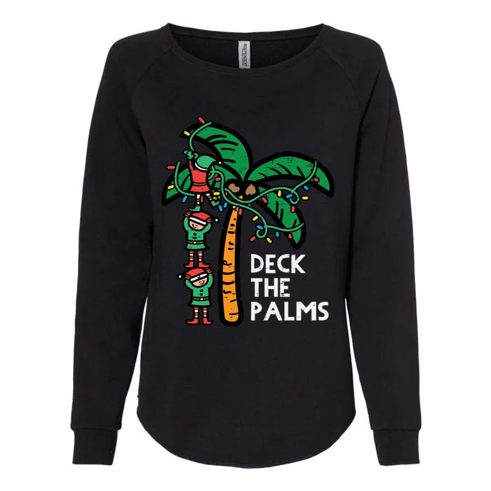 Christmas July Elves Deck The Palm Funny Xmas Gift Womens California Wash Sweatshirt