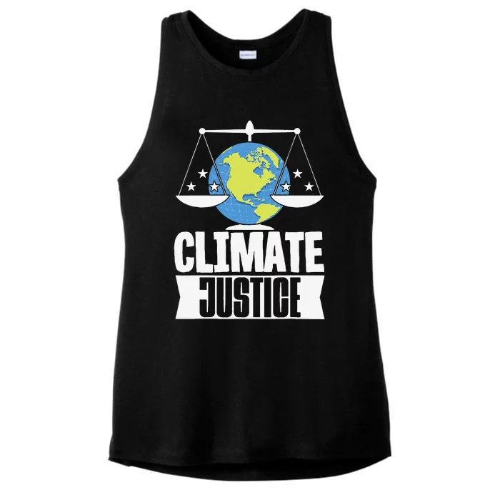 Climate Justice Earth Day Climate Change Ladies Tri-Blend Wicking Tank