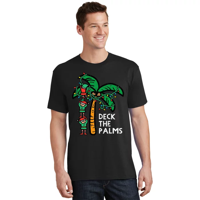 Christmas July Elves Deck The Palm Funny Xmas T-Shirt