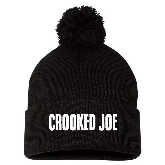 Crooked Joe Funny Anti Democrats Anti Joe Biden Pom Pom 12in Knit Beanie