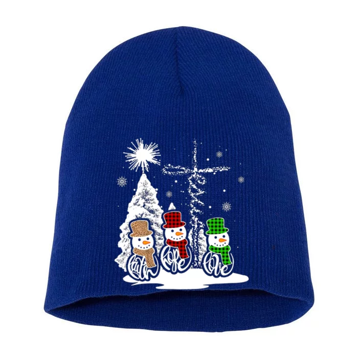 Christmas Jesus Faith Hope Love Snow Christian Xmas Gift Short Acrylic Beanie