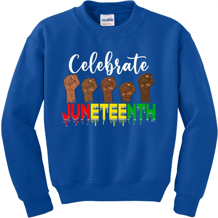 Celebrate Juneteenth Freedom Day Independence 1865 Cool Gift Kids Sweatshirt