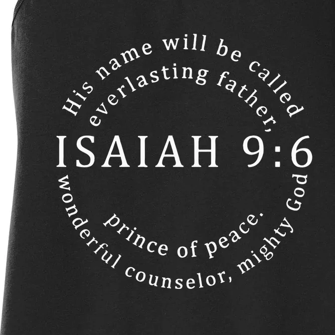 Christmas Jesus Father Prince Peace Counselor Isaiah 96 Women's Racerback Tank