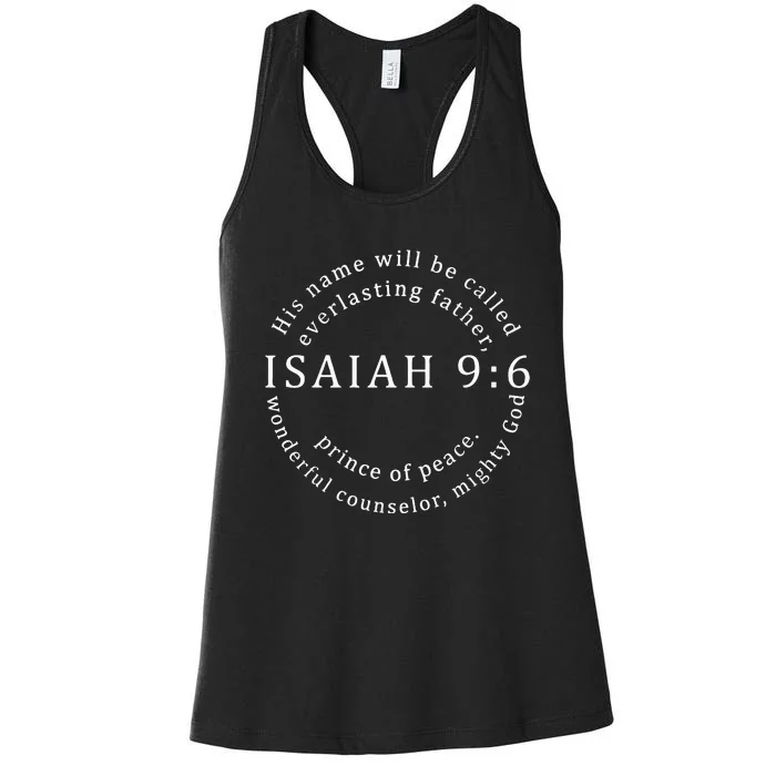 Christmas Jesus Father Prince Peace Counselor Isaiah 96 Women's Racerback Tank