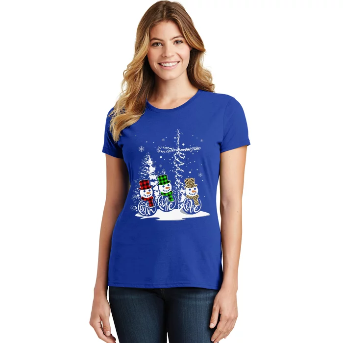 Christmas Jesus Faith Hope Love Snowman Christian Xmas Funny Women's T-Shirt