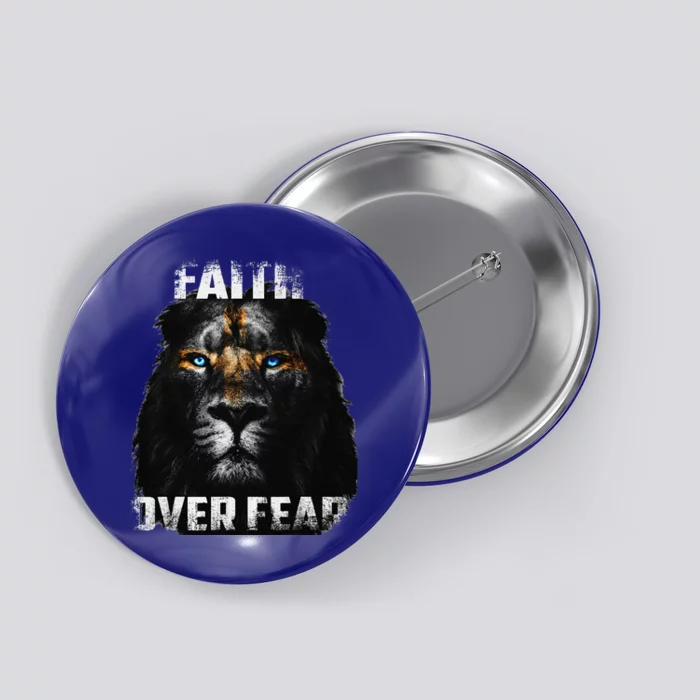 Christian Jesus Faith Over Fear Religious Lion Of Judah Button