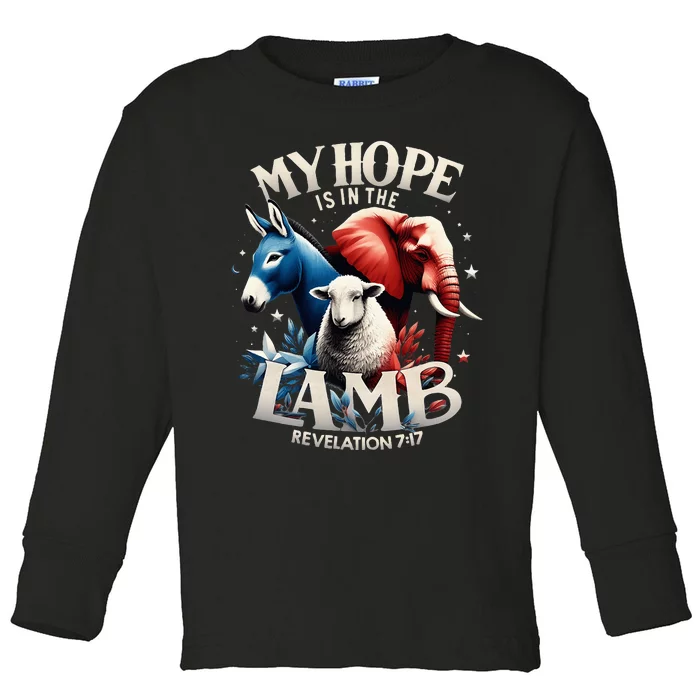 Christian Jesus God Elephant Donkey My Hope Is In The Lamb Toddler Long Sleeve Shirt