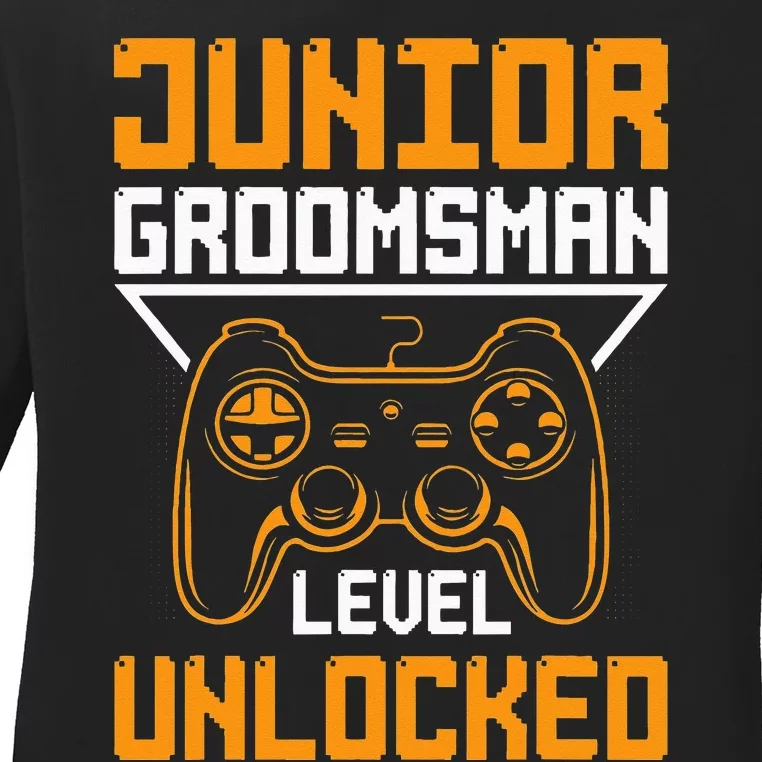 Cute Junior Groomsman Gaming Wedding Party Jr Gift Ladies Long Sleeve Shirt