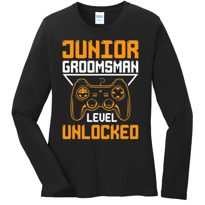 Cute Junior Groomsman Gaming Wedding Party Jr Gift Ladies Long Sleeve Shirt