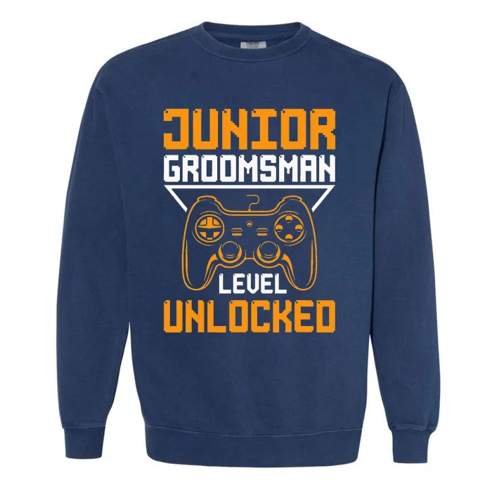 Cute Junior Groomsman Gaming Wedding Party Jr Gift Garment-Dyed Sweatshirt