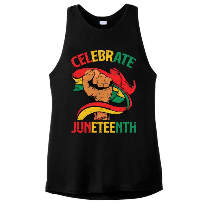 Celebrate Juneteenth Graphic Ladies Tri-Blend Wicking Tank