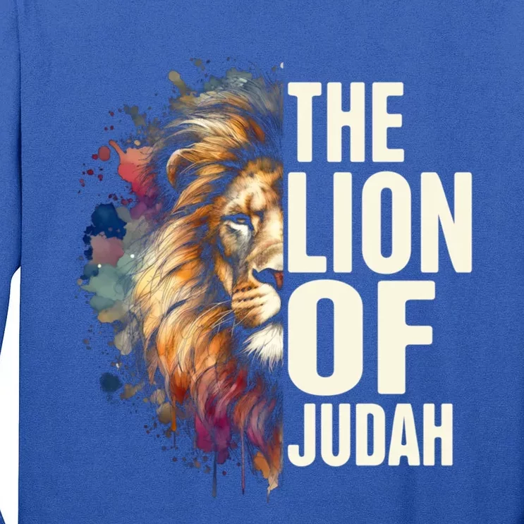 Christian Jesus God Bible Verse Yeshua The Lion Of Judah Gift Tall Long Sleeve T-Shirt