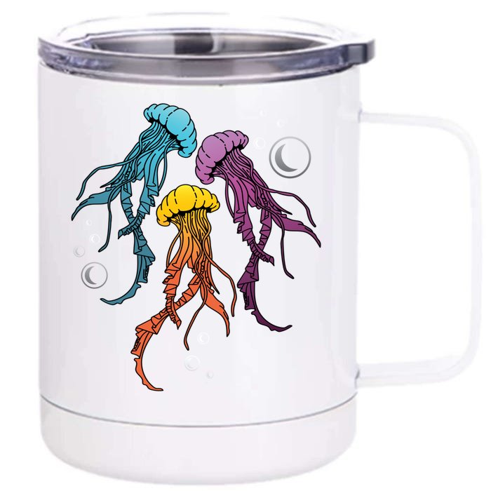 Colorful Jellyfish Gay And Lgbtq Member Gift Front & Back 12oz Stainless Steel Tumbler Cup