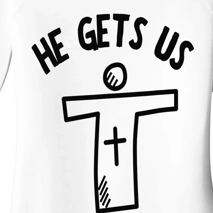 Christian JESUS HE GETS US Women's Perfect Tri Tunic Long Sleeve Shirt