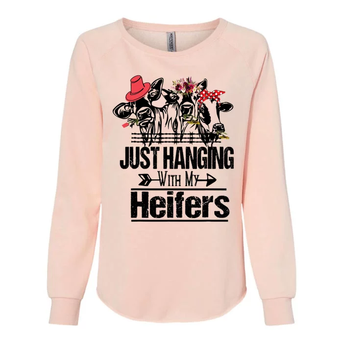 Cow Just Hanging With My Heifers Womens California Wash Sweatshirt