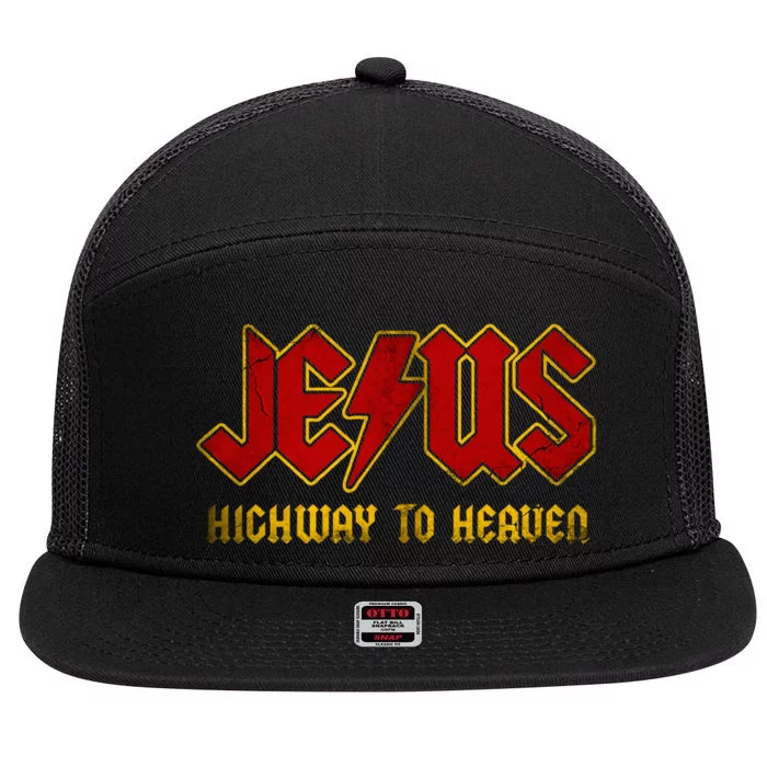 Christ Jesus Highway To Heaven Superhero Jesus Christian 7 Panel Mesh Trucker Snapback Hat