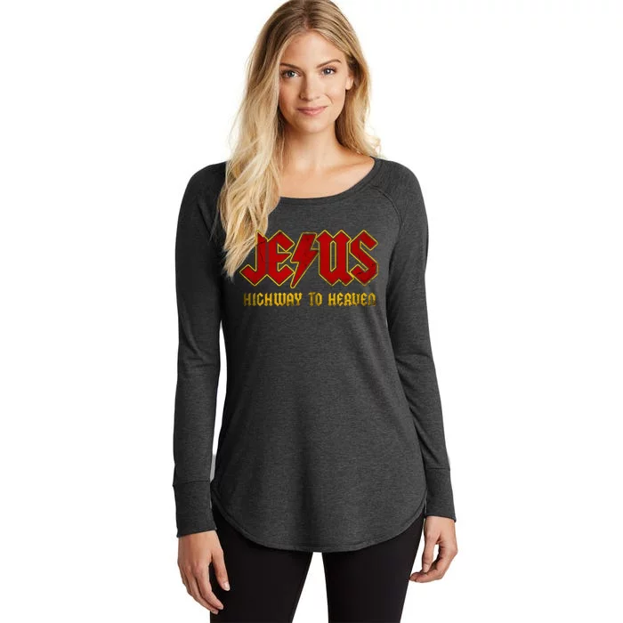 Christ Jesus Highway To Heaven Superhero Jesus Christian Women's Perfect Tri Tunic Long Sleeve Shirt