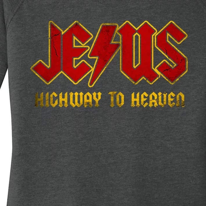 Christ Jesus Highway To Heaven Superhero Jesus Christian Women's Perfect Tri Tunic Long Sleeve Shirt