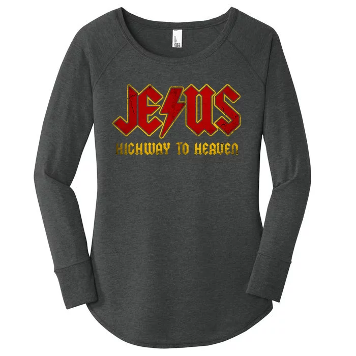 Christ Jesus Highway To Heaven Superhero Jesus Christian Women's Perfect Tri Tunic Long Sleeve Shirt