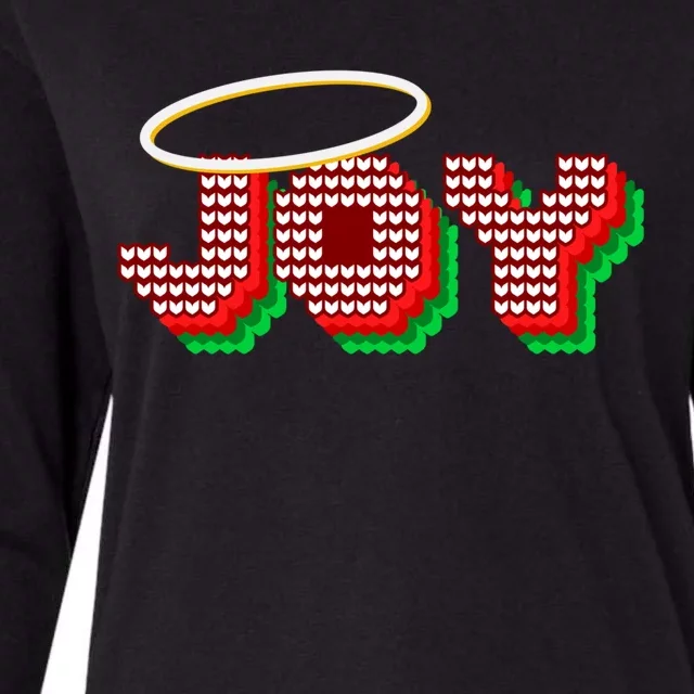 Christmas Joy Halo Xmas Knitted Faith Gift Womens Cotton Relaxed Long Sleeve T-Shirt