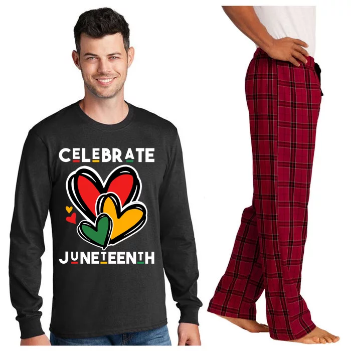 Celebrate Junenth Hearts Black Freedom Day Cute Gift Long Sleeve Pajama Set