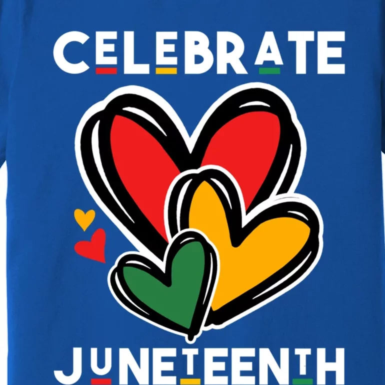 Celebrate Junenth Hearts Black Freedom Day Cute Gift Premium T-Shirt