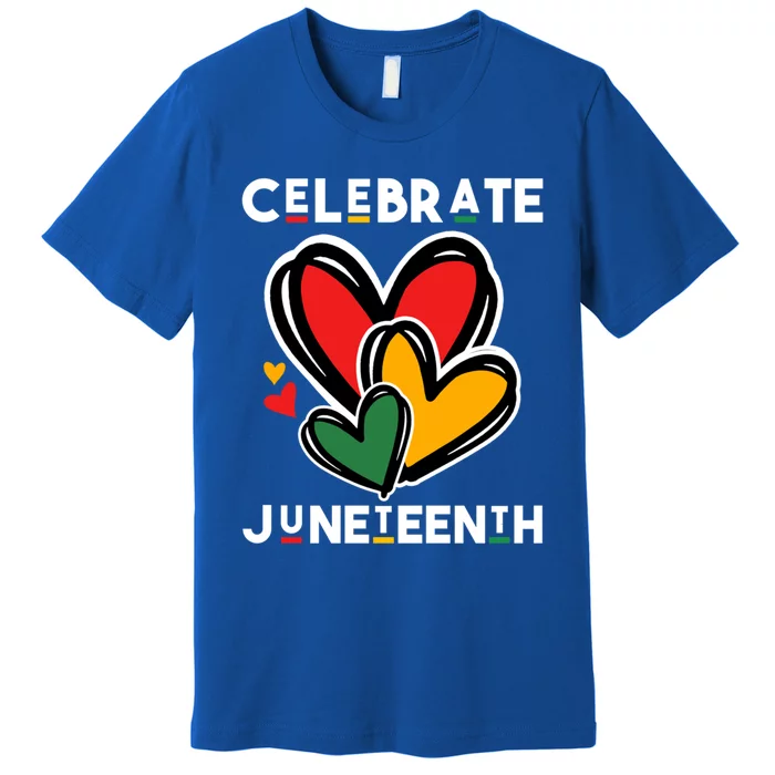 Celebrate Junenth Hearts Black Freedom Day Cute Gift Premium T-Shirt