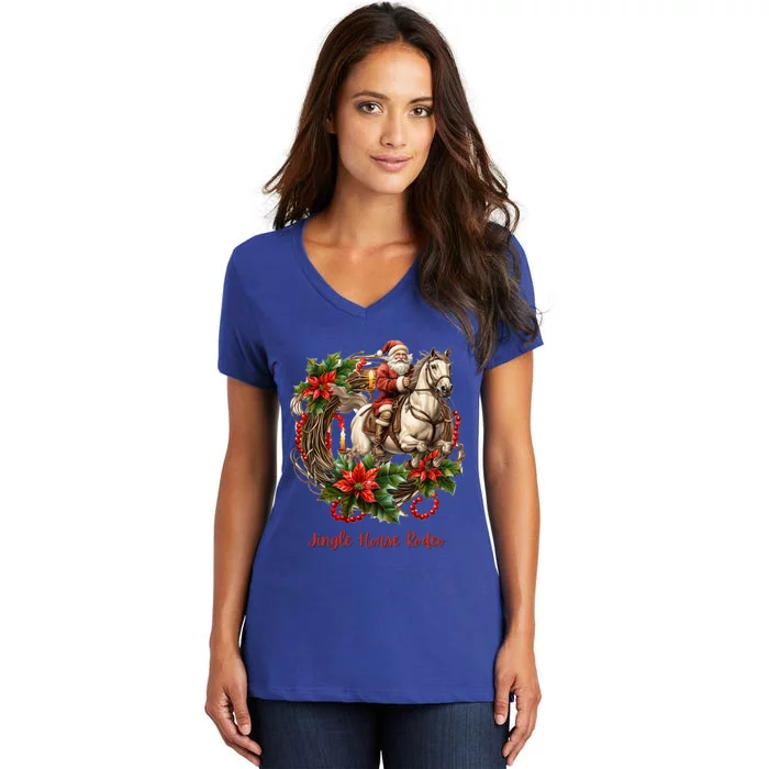 Christmas Jingle Horse Rodeo Winter Funny S Gift Women's V-Neck T-Shirt