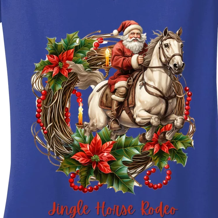 Christmas Jingle Horse Rodeo Winter Funny S Gift Women's V-Neck T-Shirt