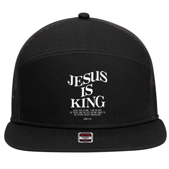 Christian Jesus Is King 7 Panel Mesh Trucker Snapback Hat