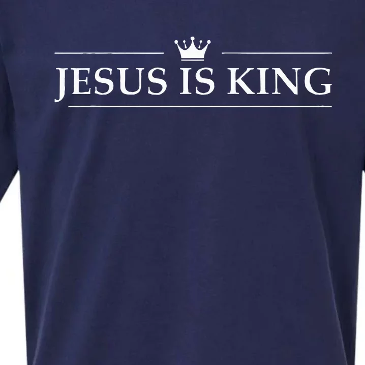 Christian Jesus Is King Design Crown Sueded Cloud Jersey T-Shirt