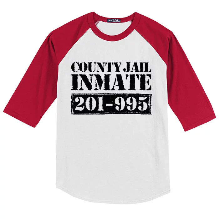 County Jail Inmate Number Halloween Costume Party Kids Colorblock Raglan Jersey