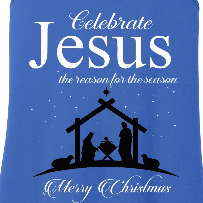 Celebrate Jesus Is The Reason For The Season Christmas Ladies Essential Tank