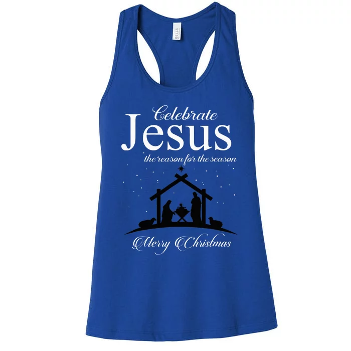 Celebrate Jesus Is The Reason For The Season Christmas Women's Racerback Tank