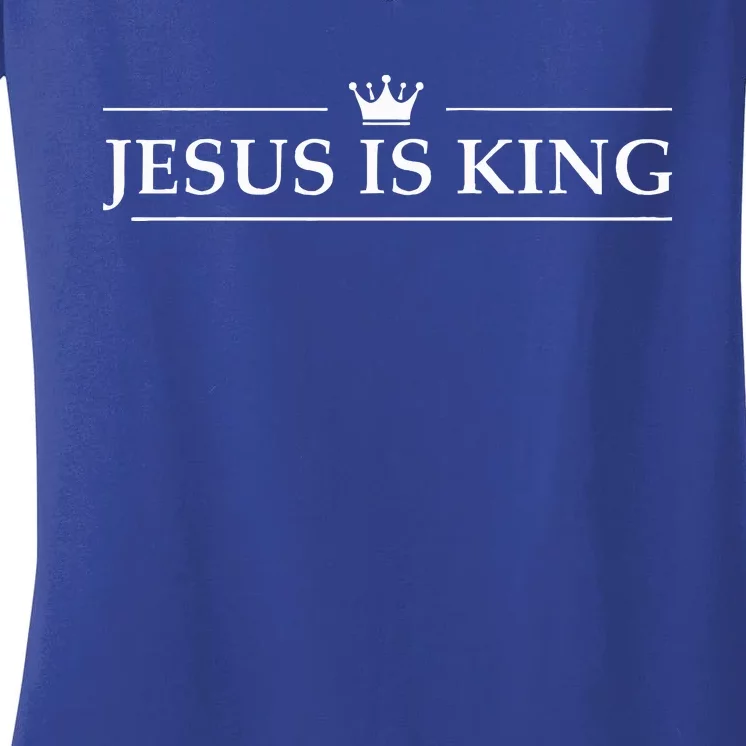 Christian Jesus Is King Design Crown Women's V-Neck T-Shirt