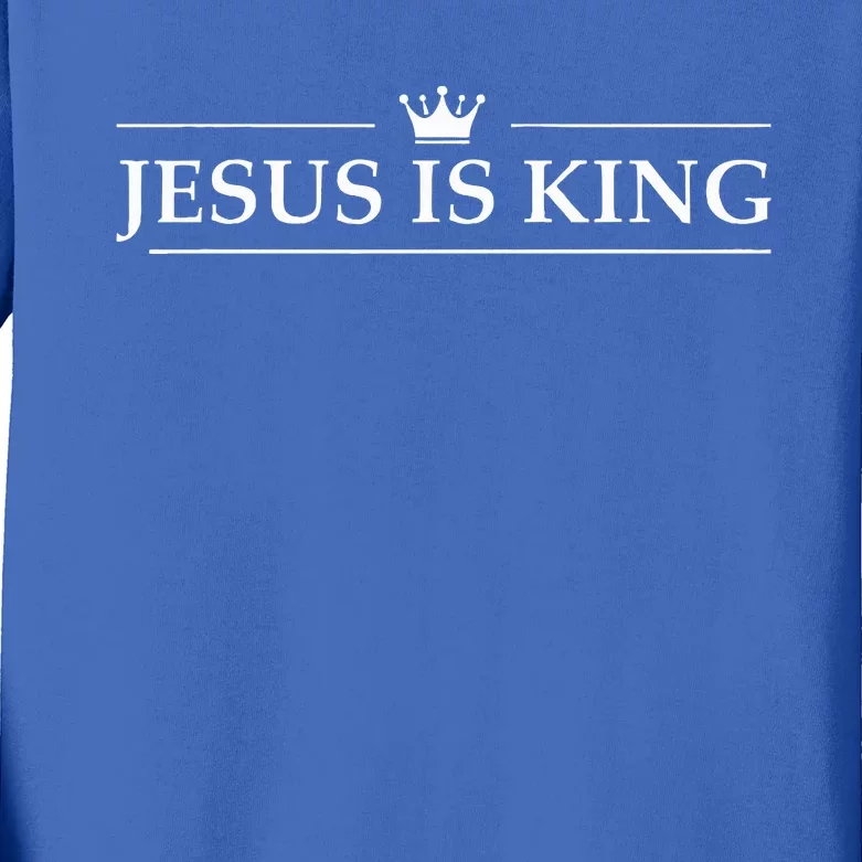 Christian Jesus Is King Design Crown Kids Long Sleeve Shirt