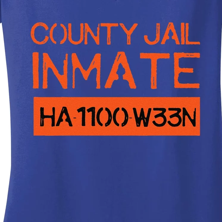 Country Jail Inmate Prison Costume Easy Halloween Gifts Women's V-Neck T-Shirt