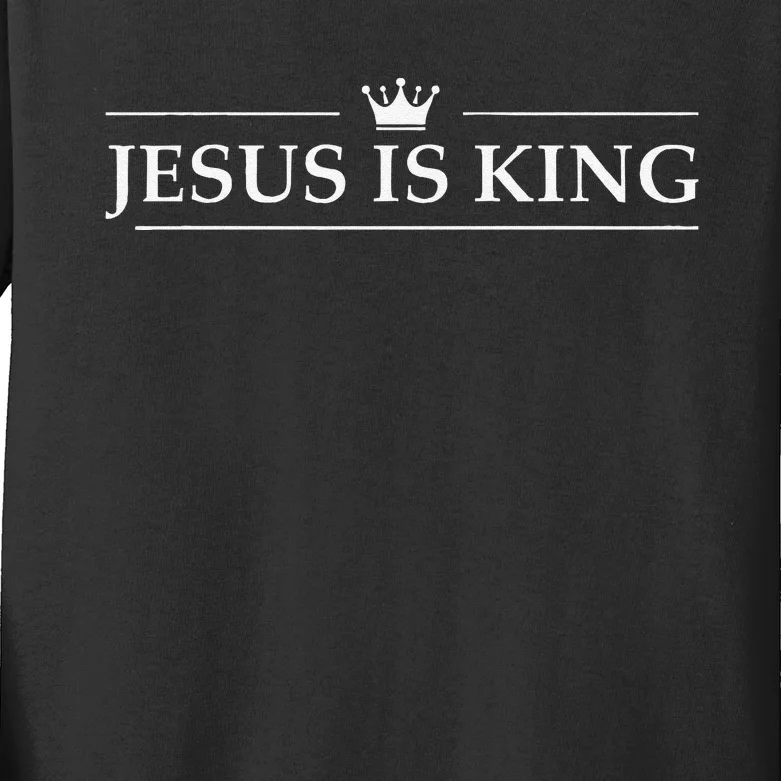 Christian Jesus Is King Design Crown Kids Long Sleeve Shirt