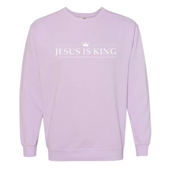 Christian Jesus Is King Design Crown Garment-Dyed Sweatshirt