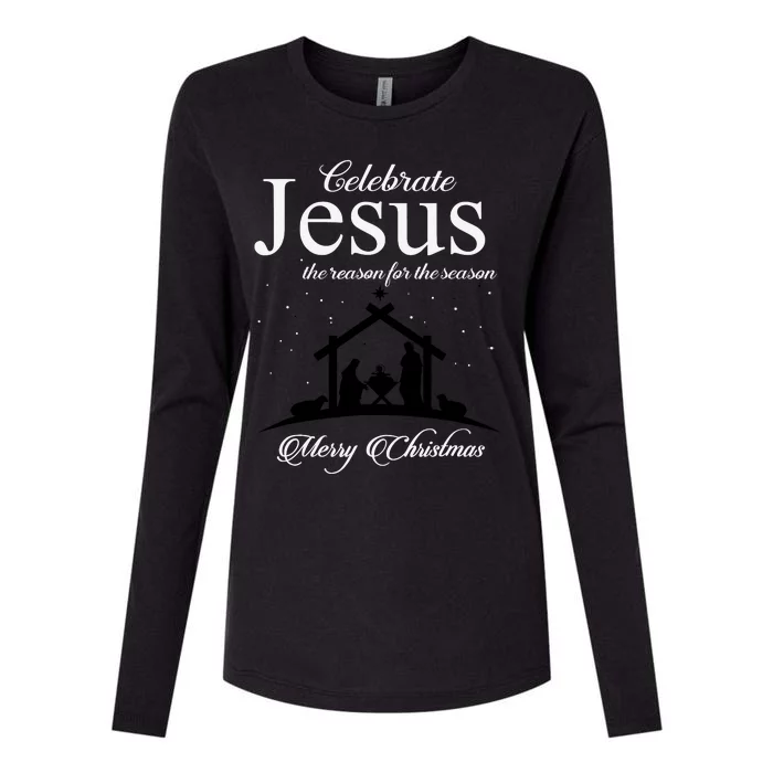 Celebrate Jesus Is The Reason For The Season Christmas Womens Cotton Relaxed Long Sleeve T-Shirt