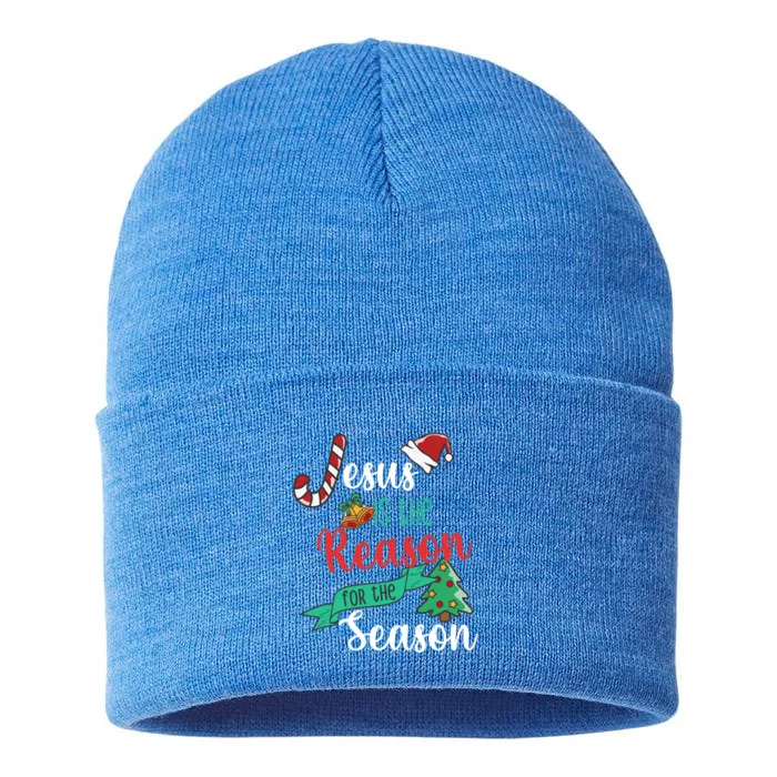 Christ Jesus Is The Reason For The Season Christmas Funny Gift Sustainable Knit Beanie