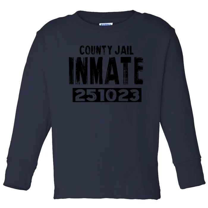 County Jail Inmate Funny Easy Halloween Prisoner Costume Toddler Long Sleeve Shirt