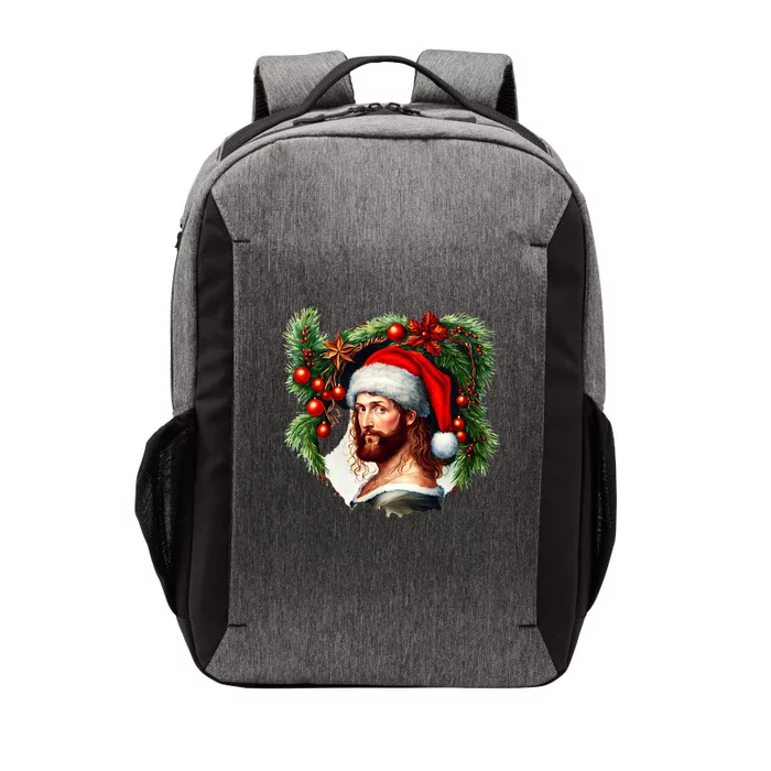 Christmas Jesus In Santa Hat Portrait Decorations Vector Backpack